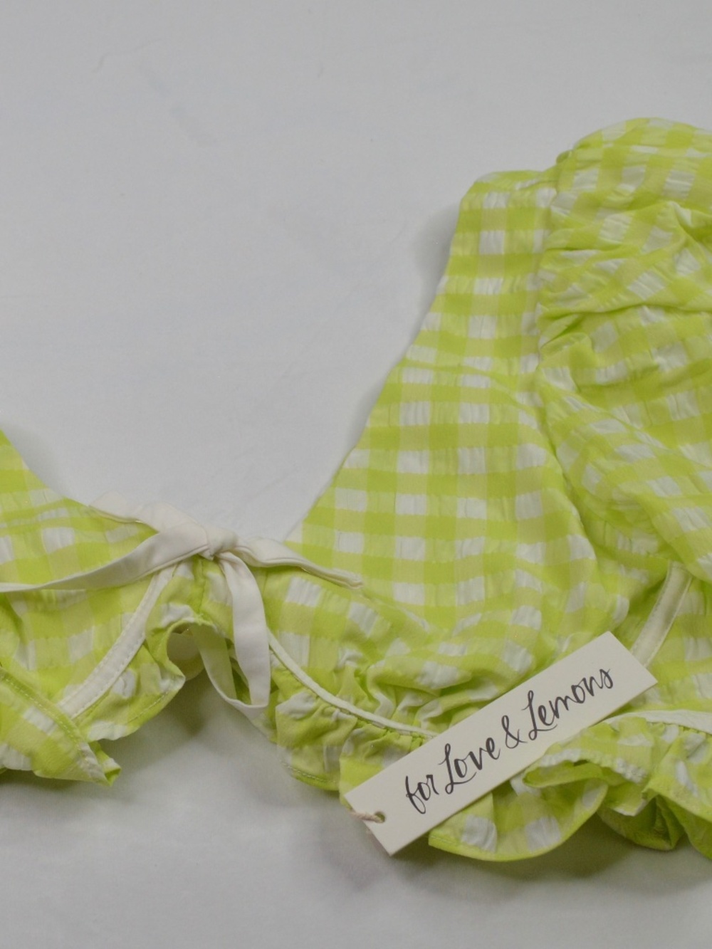 For Love and Lemons Maureen Green Gingham Crop Top NWT